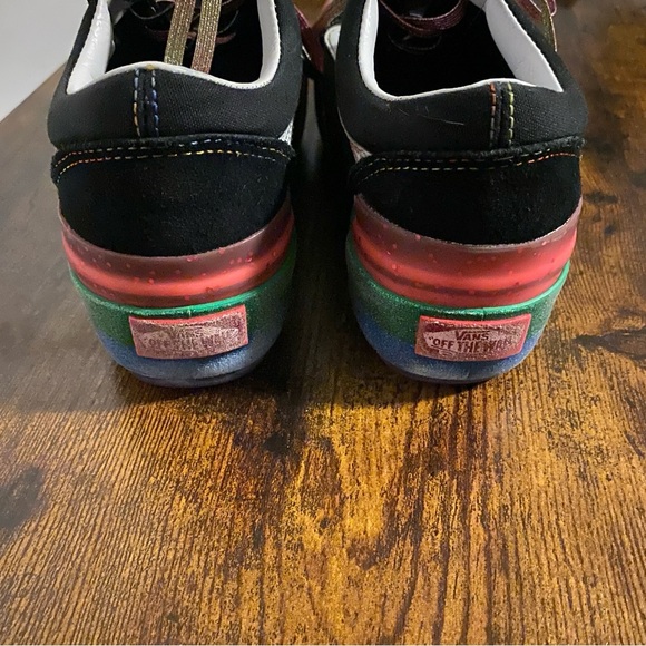 Vans Platform Sneakers Old Skool  6.5 women’s 5 men’s Black Glitter Rainbow - Picture 5 of 7
